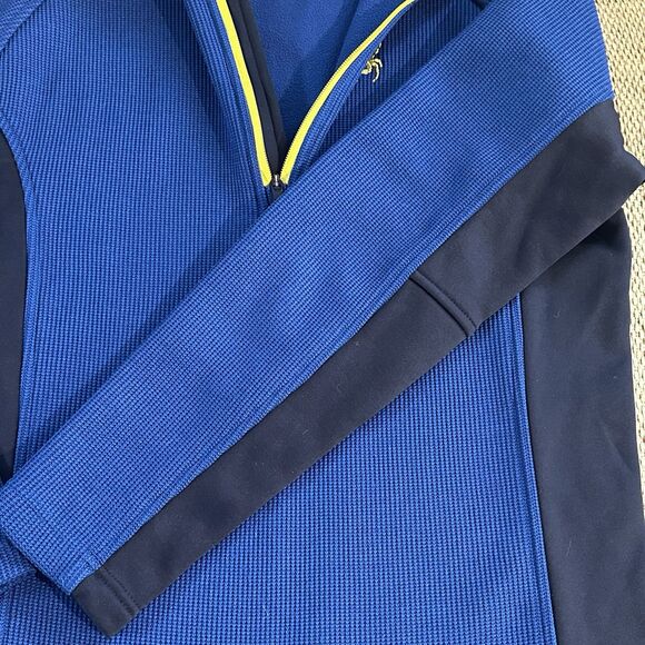 Spyder Sweater Mens Medium 1/4 Zip Jacket Thermal Pull Over Royal Blue Black - Picture 7 of 11